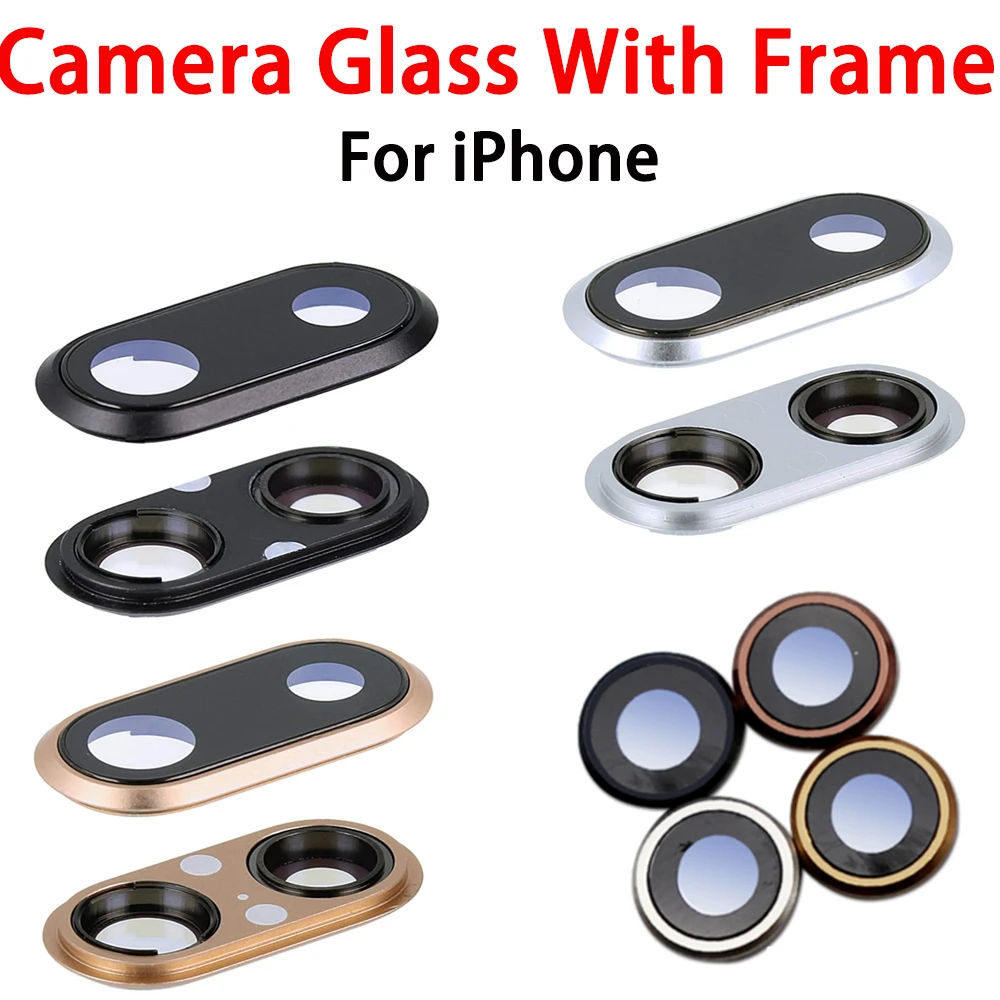 Back Rear Camera Lens Glass Cover With Frame Replacement Part For iPhone 6 6s 6Plus 6sPlus 7 7Plus 8 8Plus moment phone cases