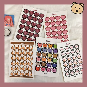 

24Pcs/Lot Cartoon Cute Korea Style Ins Heart Rabbit Bear Sticker DIY Scrapbooking Album Diary Planner Decoration Stickers