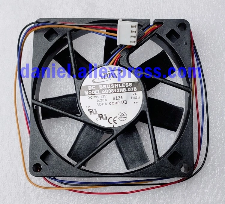 

Original AD0812HB-D7B 12V 0.20A 8015 8cm fan 4-wire PWM speed regulation
