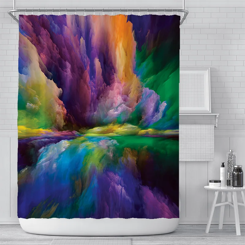

European Design Colorful Shower Curtain Bathroom Creative Fashion 1.8mX1.8m Waterproof and Anti-fog Thickened and Washable