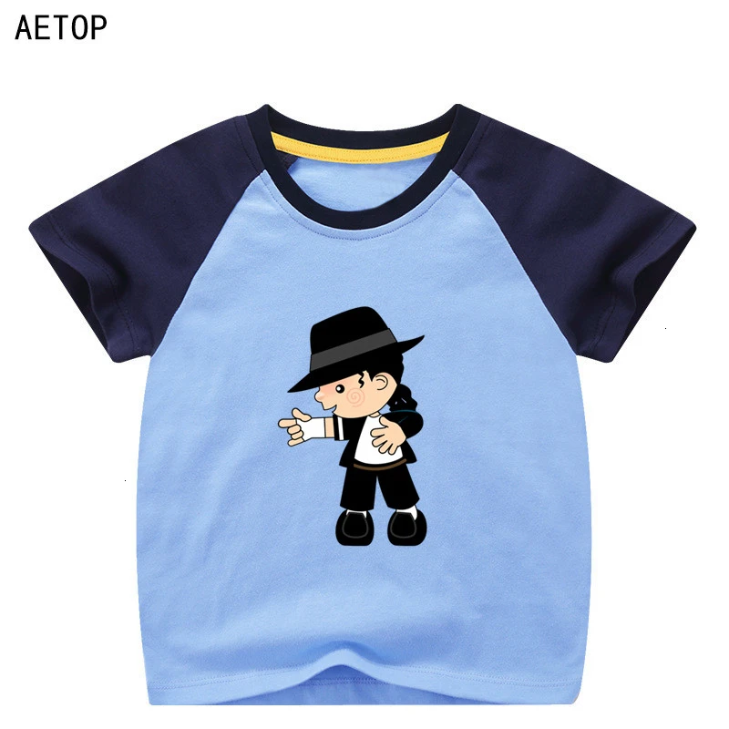 Футболка с короткими рукавами для мальчиков и девочек, футболка с Майклом, детские топы с круглым вырезом, Детская футболка с рисунком одежда для малышей - Цвет: as picture