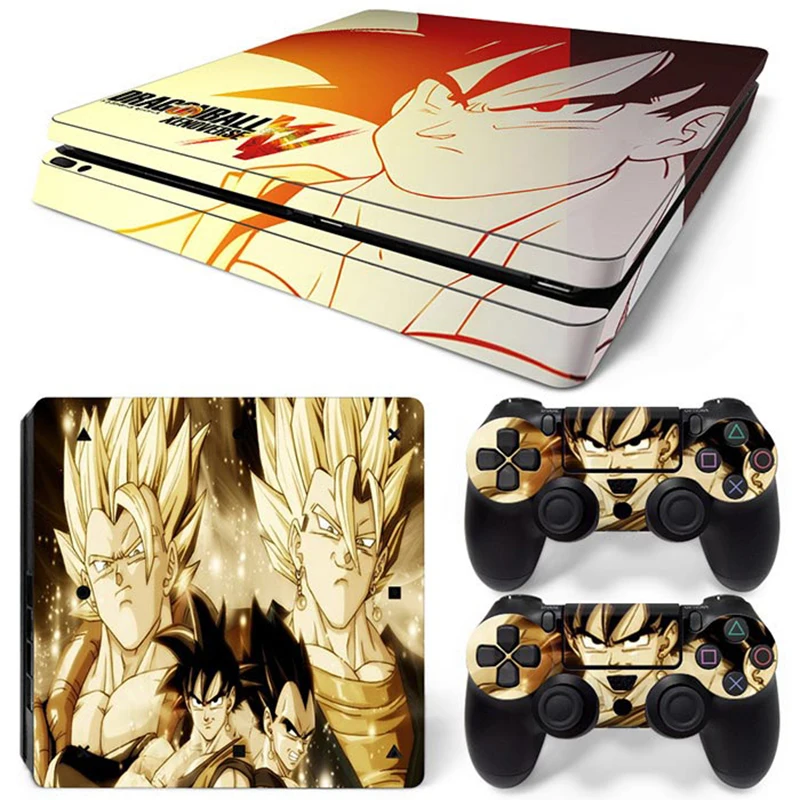 Hot Anime Goku Sticker Cover Wrap Protector Skin For Sony PS4 Slim Console & 2PCS Controller Skin Decal For PS4 Slim