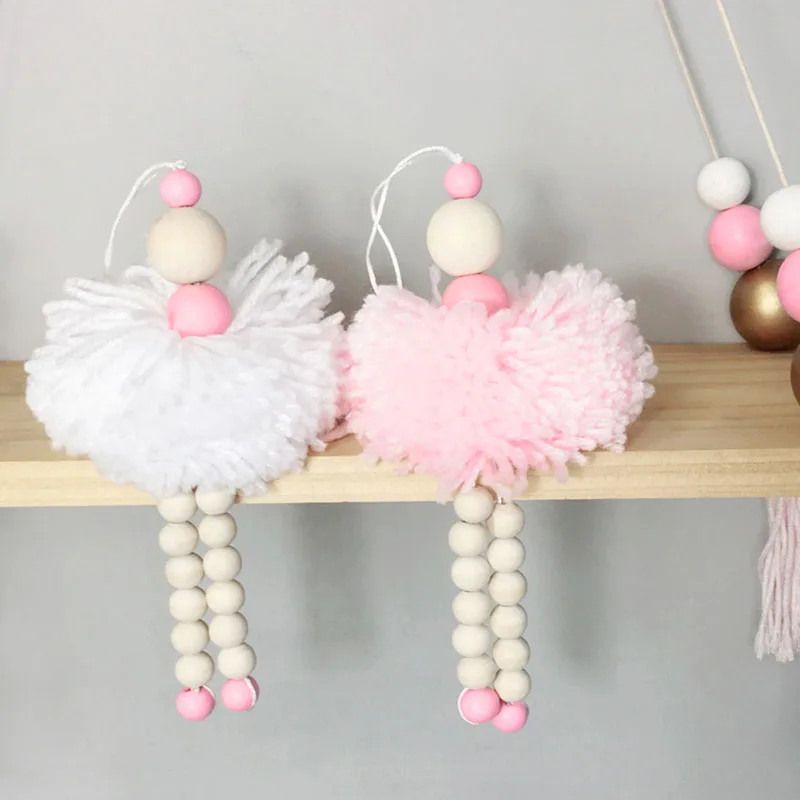 Ballerina Decorazione Appesa Nursery Baby Tent Ornament Perline Di Legno Girl Room Decor Nordic Photography Puntelli Attrape Reve