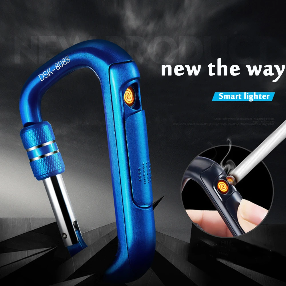 

Carabiner Electronic lighter USb electronic cigarette lighter Creative windproof Metal charging lighter Replaceable heating wire