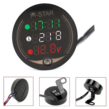 

For BMW HP2 Enduro K1200R K1200S k 1200 r K1200 S Motorcycle Voltmeter Time Temperature LED 3-in-1 LED Digital Voltage Meter