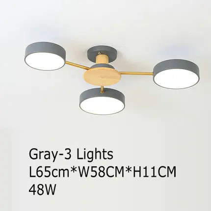 3 Lights Chandelier Скандинавский серый черный современный белый Потолочный светильник для спальни столовой AC110V 220V металлические бра японский деревянный потолочный светильник светодиодный - Цвет корпуса: 3 Lights Chandelier