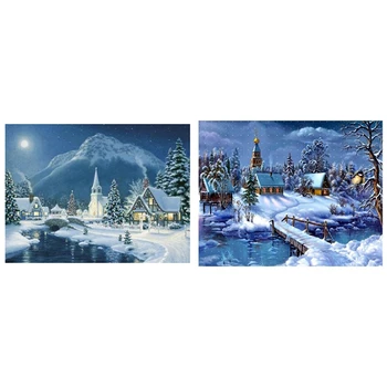 

Diamond Painting Landscape Snow Night Patterns Rhinestone & Diamond Painting Winter Landscape DIY 5D,Diamond Mosaic Snow