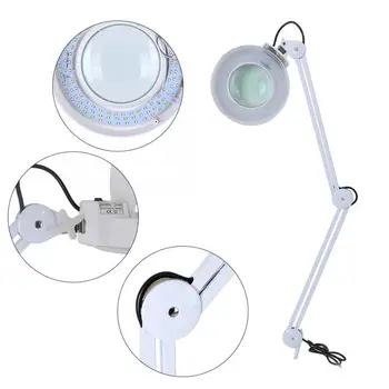 

8X Illuminated Magnifier USB LED Magnifying Glass with Clamp Swivel Arm Reading Beauty Nail Tools EU 220V