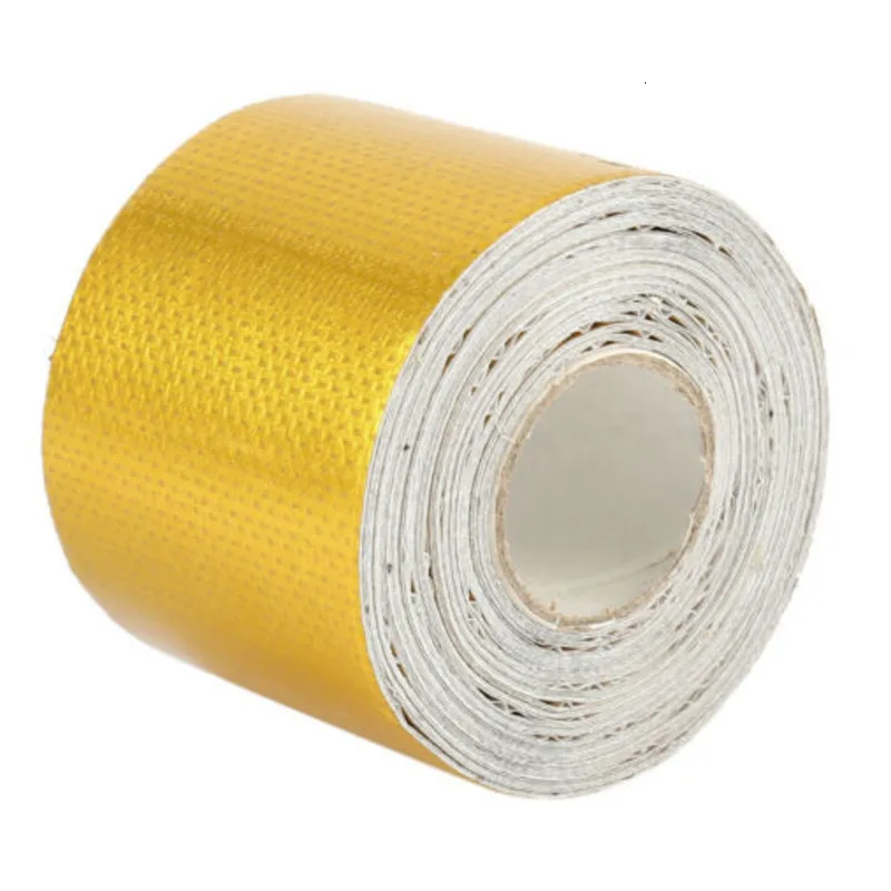 1 Roll 5cm*9M Gold High Temperature Heat Shield Roll Self Adhesive Reflective Wrap Tape Aluminum Foil Insulation For Car Boat