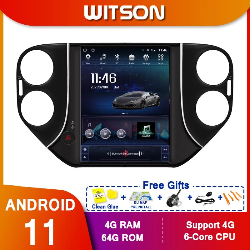 WITSON Android 11 vertical screen Car Multimedia tesla GPS NAVIGATION Radio player for 2007-2011 VW Tiguan | Автомобили и
