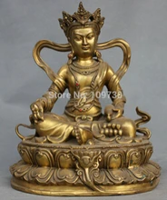 Бесплатная доставка <11 ''Китай Тибет зеленый джамбала Будда Богатство Бог Маммона бронзовая статуя(China)