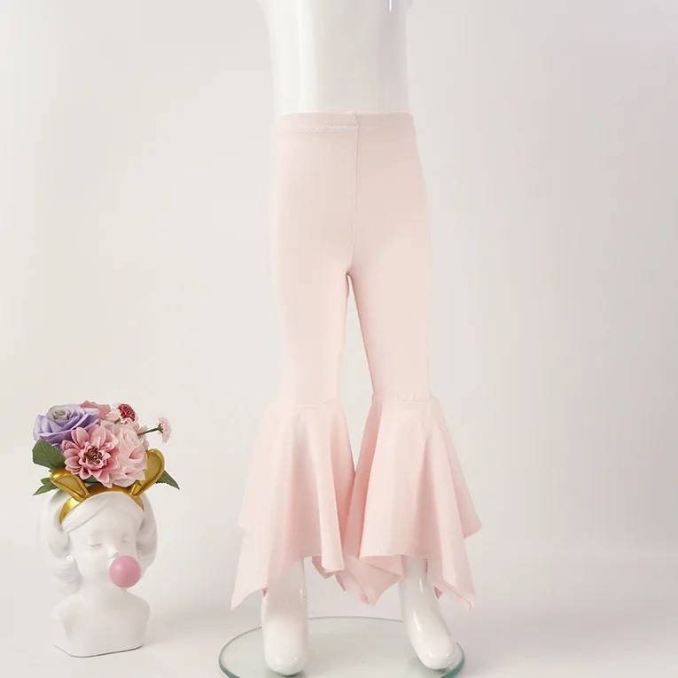 pink 1 Новинка года; леггинсы для маленьких девочек; однотонные хлопковые леггинсы с оборками; Длинные обтягивающие штаны для девочек; брюки; детская одежда - Цвет: pink 1