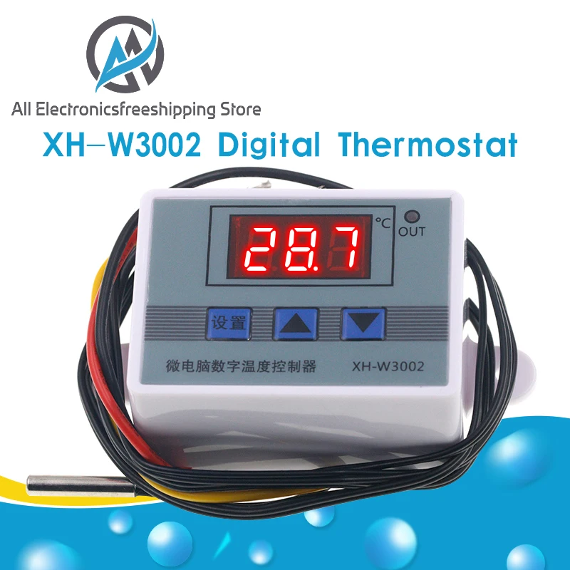XH-W3002 220V /12V Digital LED Temperature Controller 10A Thermostat Control Switch Probe with waterproof sensor W3002 afbeelding