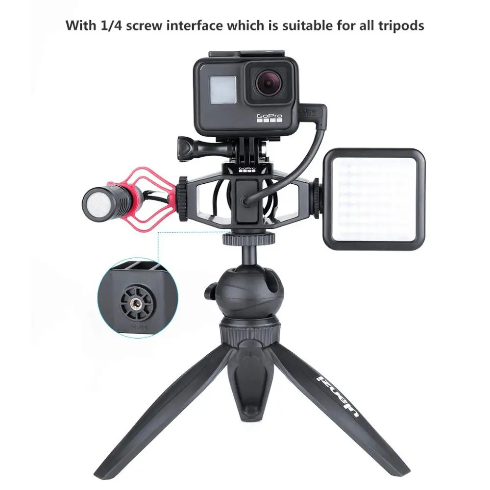 Микрофонный адаптер для GoPro Vlogging Setup Bracket w 2 крепление для микрофона Штатив Адаптер для GoPro Hero 7 6 5 DJI OSMO экшн-камеры