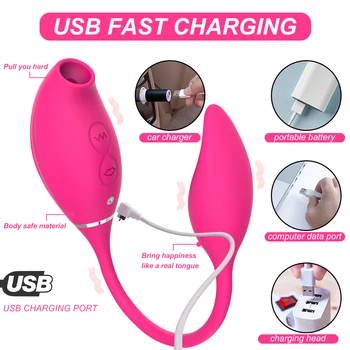 Clitoral Sucking Vibrator With Vibrating Egg 2 in 1 G-Spot Clitoris Stimulator Nipples Clit Sucker Sex Toys For Women Adults 18 3