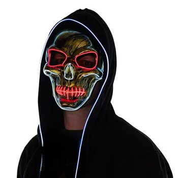 

Halloween Costume Props Neon Led Luminous Joker Mask Festival Light Up EL Wire Mask Skull And Crossbones Mask Xmas Decor NEW