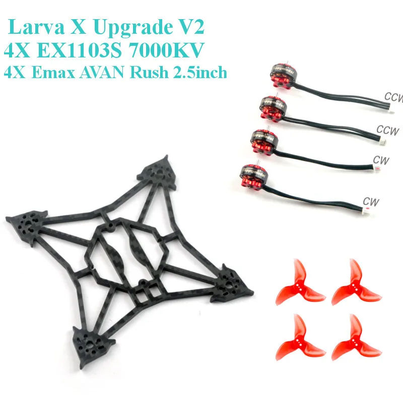 $39.99 Happymodel Larva X Upgrade V2 Frame Kit EX1103S 7000KV Motor Set for RC Drone FPV Racing Cine