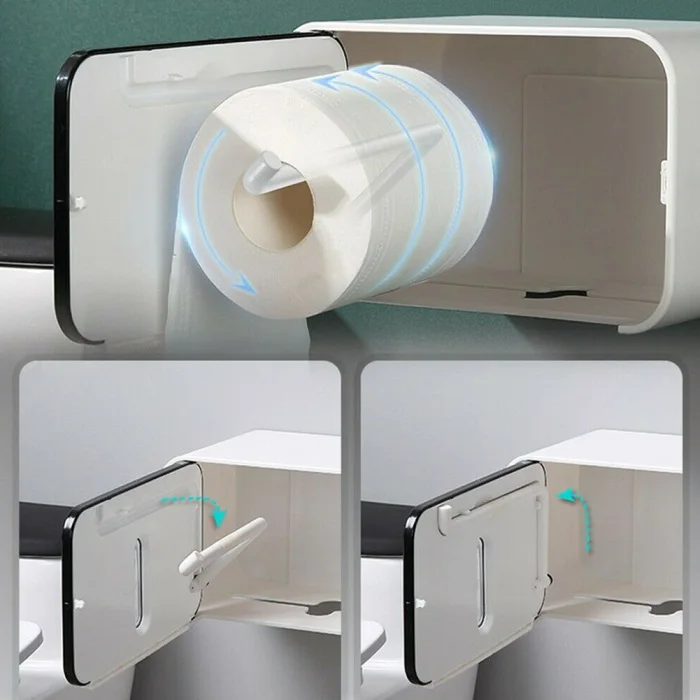 Newly Bathroom Tissue Box Wall-mounted Free Punching Waterproof Roll Storage Box Case MK