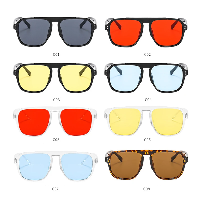 Fashion Oversized Yellow Square Sunglasses Women 2025 Design Rivets Decor Acrylic Rectangle Sun Glasses Shades Eyewear Wholesale 5