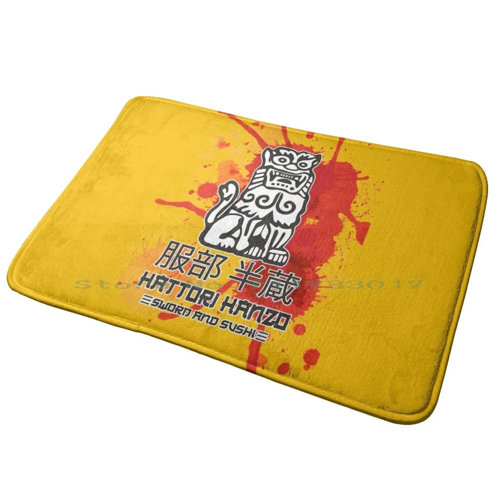 Hattori Hani-Blood Red Sun-Bruce Lee Sfondo Giallo Tappetino Per Porta D'Ingresso Tappetino Da Bagno Tappeto Hattori Hanzo Sword Bloody Kill Bill