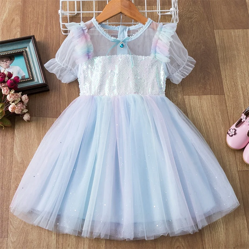 Girls Dress 2020 New Elsa Dress Girl Party Vestidos Cosplay Girl Clothing Anna Snow Queen Birthday Princess Dress Kids Costume