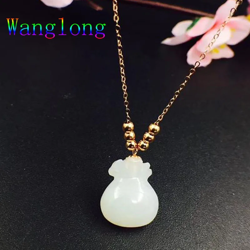Wanglong, желтое золото, натуральный камень, кулон Эльф на полке 12*14 мм, сумка для денег, элегантный и изысканный для женщин, ювелирные изделия