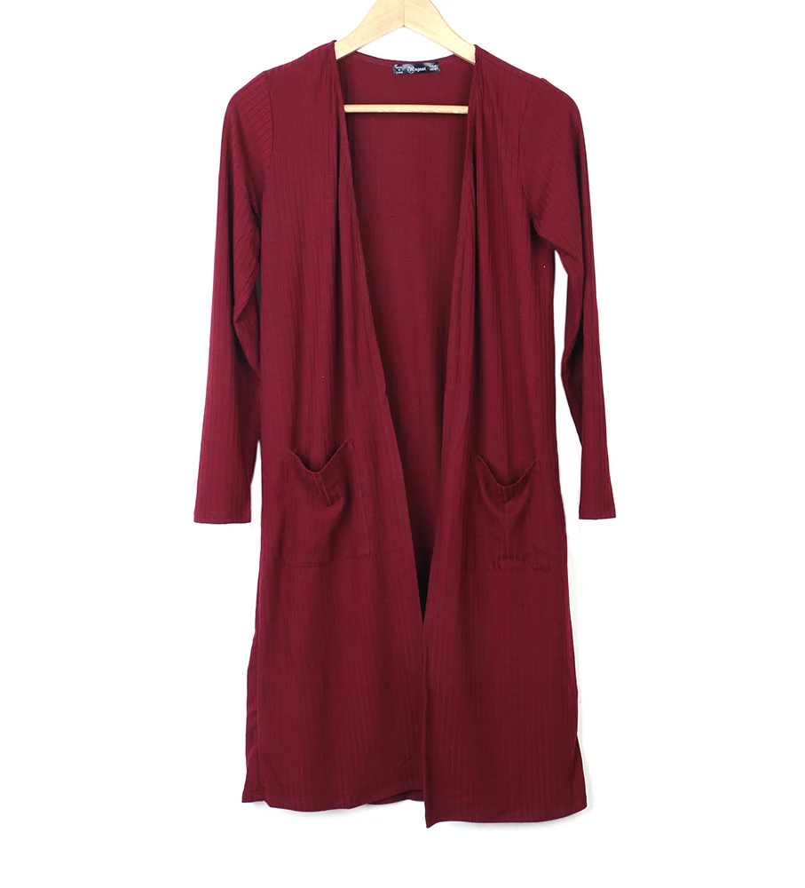 wine red Uguest Повседневный вязаный длинный кардиган женский свободный кардиган вязаный джемпер теплый зимний Однотонный свитер женский кардиган пальто - Цвет: wine red