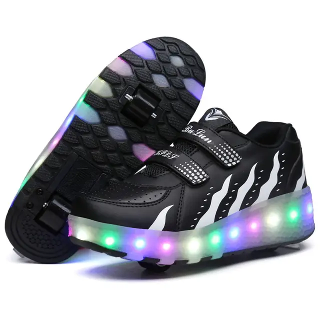 2020 Sneakers With Wheels Wheelys Roller Led Girls' Light Up Luminous
