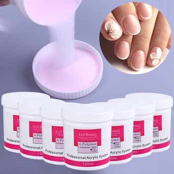 

120ml Acrylic Nail Crystal Powder Clear Pink White Color Dip Powder Dust 3D Carving Polymer Extension Manicure Decor Tips NF789