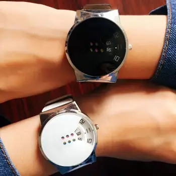 

Fashion Colorful Turntable Couple Round Dial Analog Quartz Wrist Watch Gift