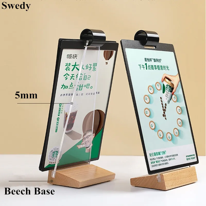 A5 Acrylic Sign Holder Display Stand Table Counter Menu Paper Poster Leaflet Sign Stand With PVC Frame custom high quality leaflet printing gloss design color paper brochure folding printing flyer with good price