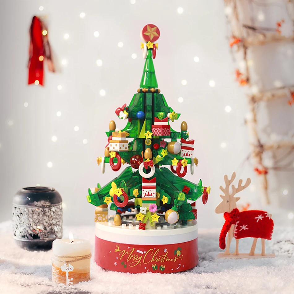 626Pcs Christmas Tree Snowman Music Box Building Blocks City Ornament Bricks Toys Night Lamp Gift Present Child | Игрушки и хобби