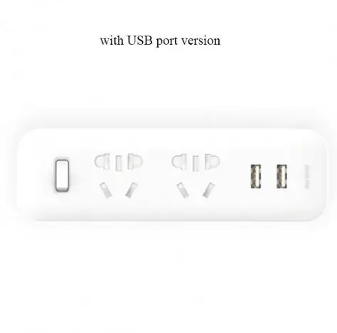 with usb Адаптер Xiaomi power Strip, портативный адаптер для путешествий, для дома, офиса, 5 в, 2.1A, 2 розетки, 2 USB, быстрая зарядка, H20 - Цвет: with usb