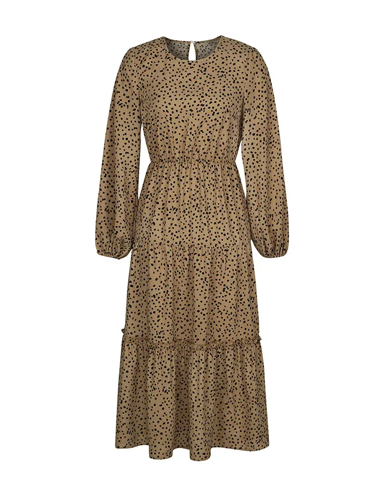 

Women's 2020 new autumn sexy leopard print dress mid-length print slim all-match casual long-sleeved party dress undefined