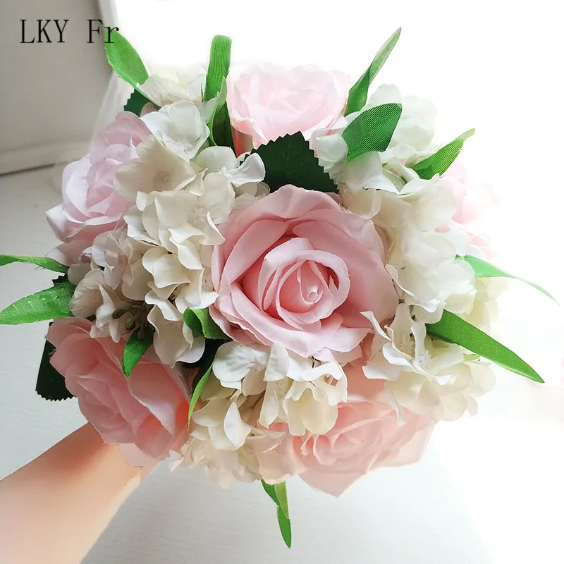 Pink Bouquet LKY Fr Свадебный букет шелковые розы Букет искусственных цветов Свадебный букет s для подружки невесты Декор свадебные аксессуары - Цвет: Pink Bouquet