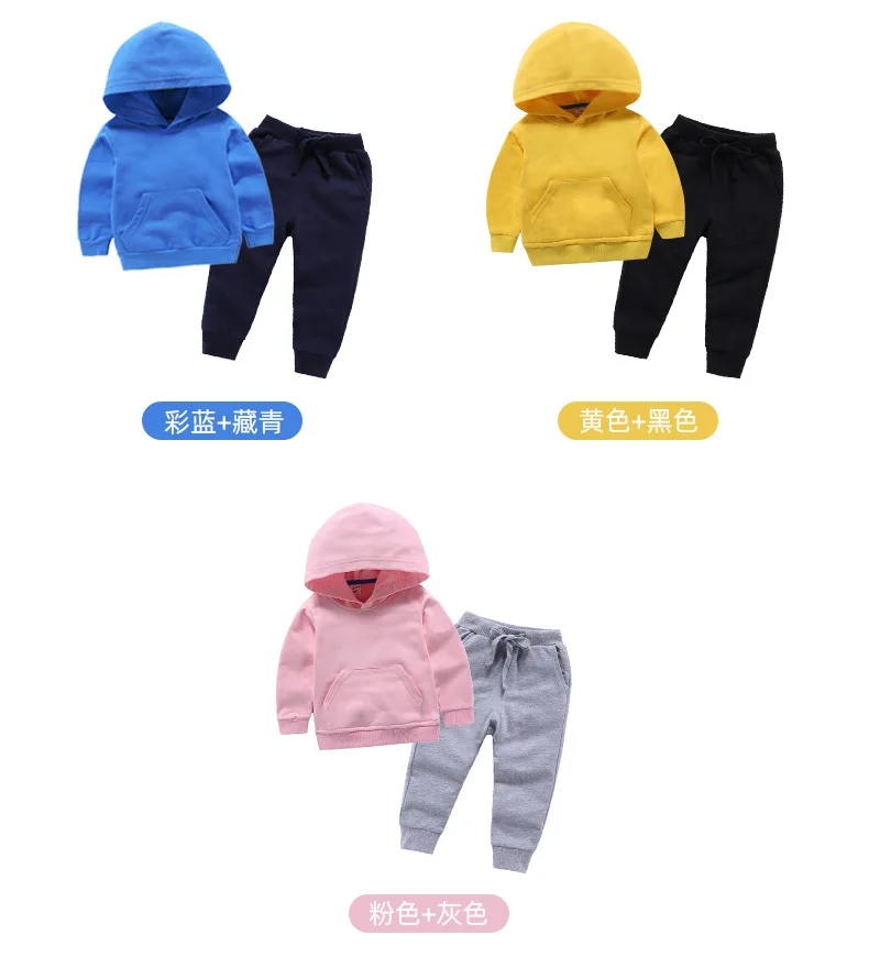 Hot Sale Autumn Kids' Clothes New Boys Girls Cotton Breathable Colorful Suits Children's hoodies+sweatpants Leisure Fashion 2Pc