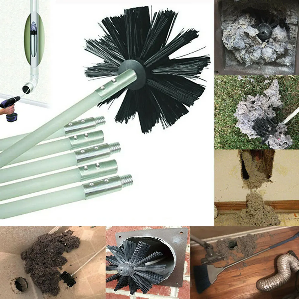 

9Pcs/Set 40cm Flexible Dryer Vent Brush Cleaning Kit Synthetic Brush Head Lint Remover TT-best