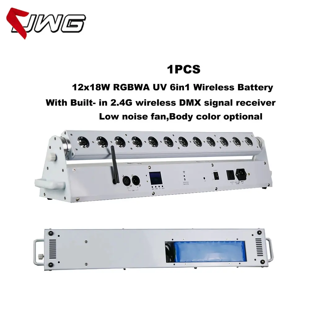 Беспроводной светодиодный светильник DMX512 с питанием от батареи 12x18 Вт RGBWA + UV 6 в 1