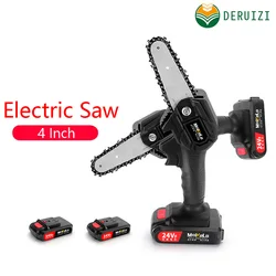 Mini scie à chaîne électrique de 4 pouces, 20V, avec 2 batteries, travail du bois, taille à une main, outil de jardin, prise ue Rechargeable 