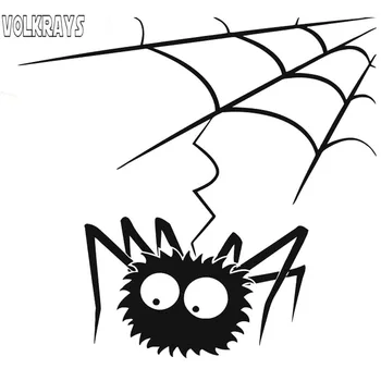 

Volkrays Lovely Car Sticker Cartoon Pider Web Halloween Accessories Reflective Waterproof Vinyl Decal Black/Silver,12cm*12cm