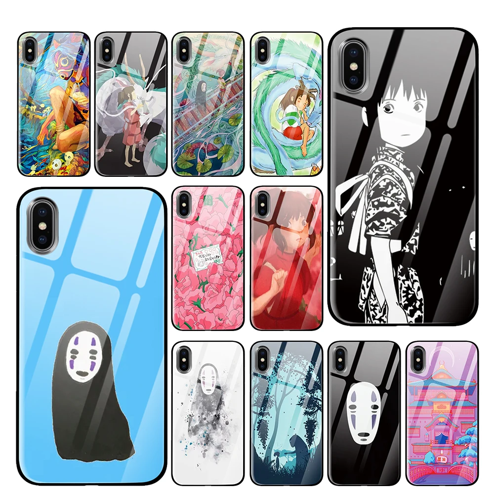 Spirited cartoon anime Tempered Glass Luxury case For iPhone 5 5S 6 6s 7 8 Plus X XS XR 11 Pro Max | Мобильные телефоны и