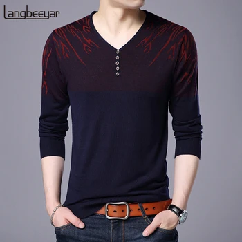 

2020 New Fashion Brand Sweaters Mens Pullovers V Neck Slim Fit Jumpers Knit Patterns Autumn Korean Style Casual Men Clothes