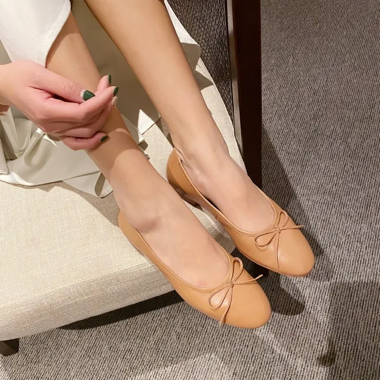 

Spring And Autumn Fashion Genuine Leather 2020 New Style Online Celebrity Graceful Bow Flat Heel Shallow Mouth Single Shoes