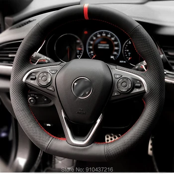 

DIY Hand-stitched Car Steering Wheel Cover Black Suede Leather for Buick Regal GS Regal Tourx 2017 2018 2019