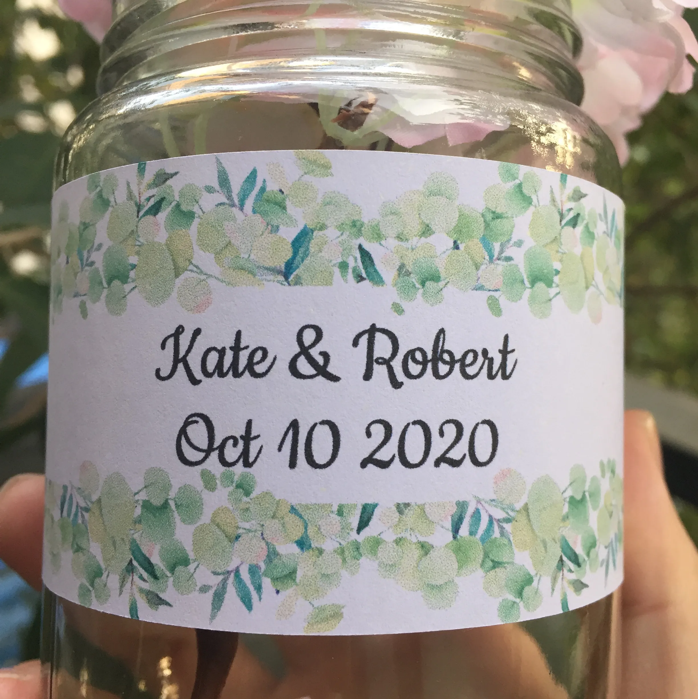

24 Pieces Custom Name and Date Wedding Water Bottle Stickers Personalized Bottle Wraps (Bottle is not included)