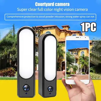 

Alarm Yard Support TF Card Motion Detection 2MP WiFi Outdoor Wireless Security Camera HD 1080P Wall Light Aluminum Alloy