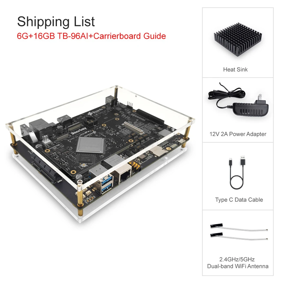 96 плат TB-96AI AI разработчик комплект Rockchip RK3399Pro для обнаружения объектов распознавание лица края вычисления шлюзовых роботов - Комплект: Комплект 5