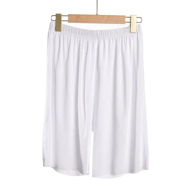 Ice Silk Cool Summer Men Sleepwear Shorts Sexy Underwear Nightwear Comfortable Elastic Loose Casual Man Sleep Bottoms Homewear A White