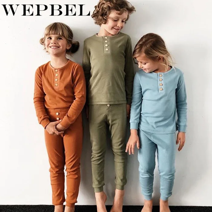 WEPBEL/От 2 до 6 лет комплект хлопковой одежды для маленьких мальчиков и девочек; пижамный комплект; элегантная одежда для сна; домашняя одежда