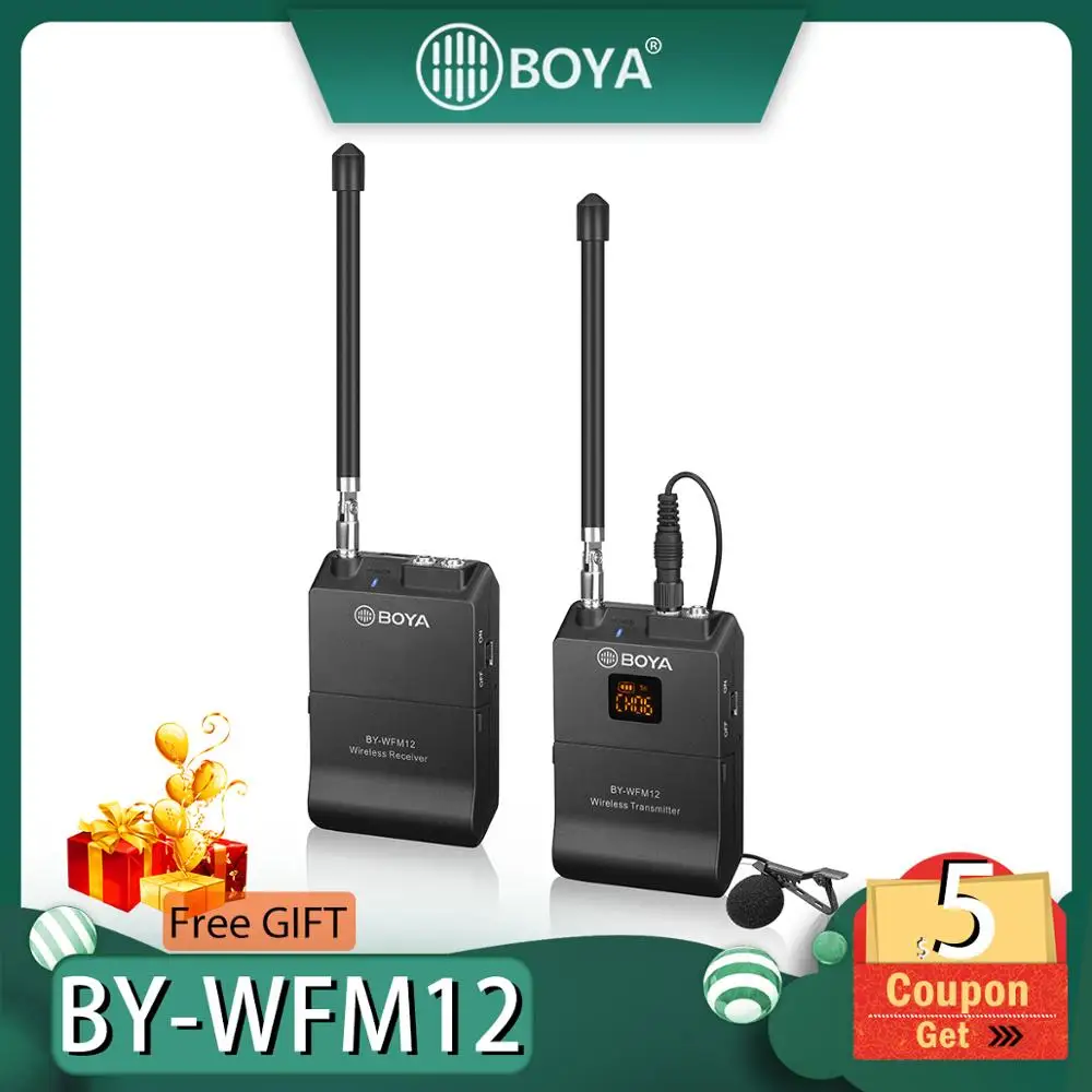 BOYA BY-WFM12 беспроводной микрофон VHFMic система для iPhone Sony Canon DSLR видеокамера аудио